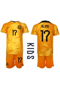Fotbalové Dres Holandsko Daley Blind #17 Dětské Domácí Oblečení MS 2022 Krátký Rukáv (+ trenýrky)